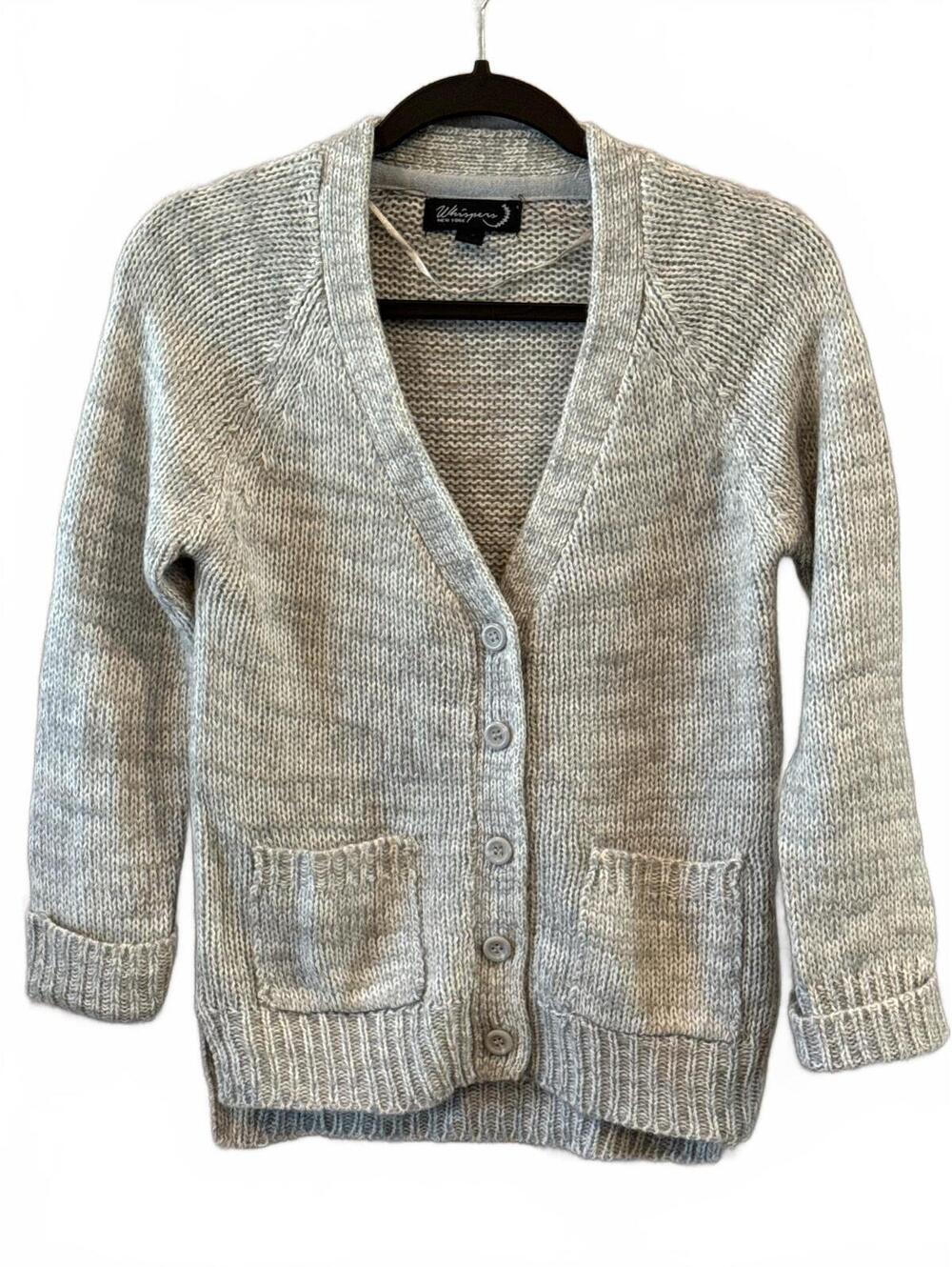 Whispers New York Gray Knit Button-Up Cardigan Sweater Size 2